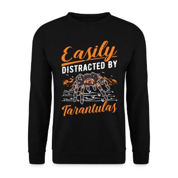 Easily distracted by Tarantulas Tarantel - Unisex Pullover - Schwarz - Vorne - Alina (178cm) & Michal (187cm)