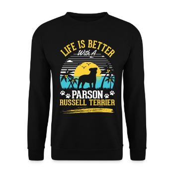 Life is better with Parson Russell Terrier - Unisex Sweatshirt - black - Front - Alina (178cm) & Michal (187cm)