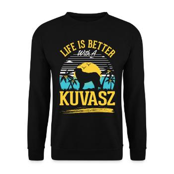 Refreshment is better with Kuvasz - Unisex Sweatshirt - black - Front - Alina (178cm) & Michal (187cm)