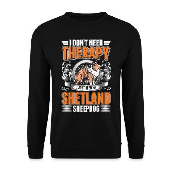 Sheltie Thérapie Shetland Chien de berger - Sweat-shirt Unisexe - noir - Devant - Alina (178cm) & Michal (187cm)