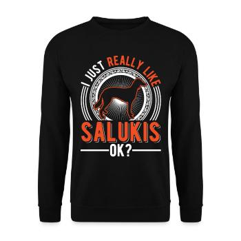 J’aime juste Salukis - Sweat-shirt Unisexe - noir - Devant - Alina (178cm) & Michal (187cm)
