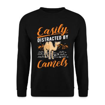 Easily distracted by Camels Big Camel Camel - Unisex Sweatshirt - black - Front - Alina (178cm) & Michal (187cm)