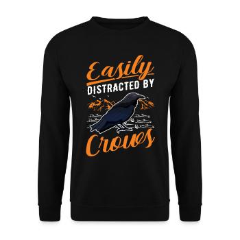 Easily distracted by Crows Krähe Rabe Rabenkrähe - Unisex Pullover - Schwarz - Vorne - Alina (178cm) & Michal (187cm)