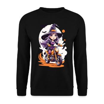 Anime Style Motocross Sorcière Halloween Biker - Sweat-shirt Unisexe - noir - Devant - Alina (178cm) & Michal (187cm)