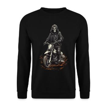 Conception de la Faucheuse de motocross d’Halloween - Sweat-shirt Unisexe - noir - Devant - Alina (178cm) & Michal (187cm)
