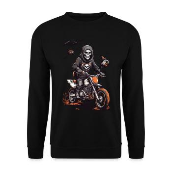 Halloween Motocross Skeleton Racer - Unisex Sweatshirt - black - Front - Alina (178cm) & Michal (187cm)