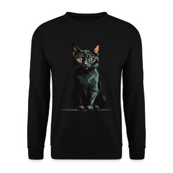 Chat magique d’Halloween Conception de chat magique - Sweat-shirt Unisexe - noir - Devant - Alina (178cm) & Michal (187cm)