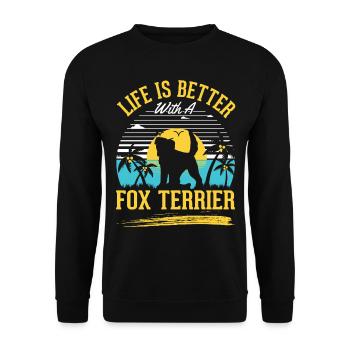 La vie est plus belle avec un fox-terrier - Sweat-shirt Unisexe - noir - Devant - Alina (178cm) & Michal (187cm)