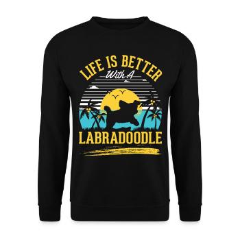 Life is better with a Labradoodle - Unisex Sweatshirt - black - Front - Alina (178cm) & Michal (187cm)