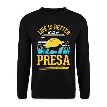 La vie est plus belle avec un Presa Canario - Sweat-shirt Unisexe - noir - Devant - Alina (178cm) & Michal (187cm)