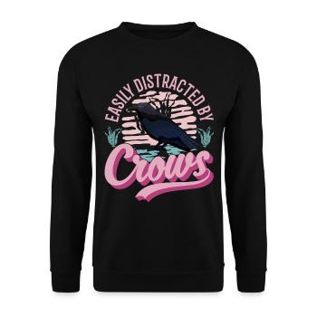 Easily distracted by Crows Krähe Rabe Rabenkrähe - Unisex Pullover - Schwarz - Vorne - Alina (178cm) & Michal (187cm)