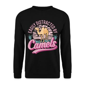 Easily distracted by Camels Big Camel Camel - Unisex Sweatshirt - black - Front - Alina (178cm) & Michal (187cm)