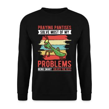 Gottesanbeterin Geschenk Mantis Fangschrecke - Unisex Pullover - Schwarz - Vorne - Alina (178cm) & Michal (187cm)