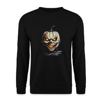 Spooky Monster Pumpkin Halloween Midnight Design - Unisex Sweatshirt - black - Front - Alina (178cm) & Michal (187cm)
