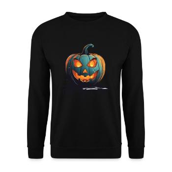 Gruseliger Kürbis und Geister Spaß an Halloween - Unisex Pullover - Schwarz - Vorne - Alina (178cm) & Michal (187cm)
