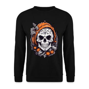 Crâne de citrouille Halloween Octobre Fun - Sweat-shirt Unisexe - noir - Devant - Alina (178cm) & Michal (187cm)