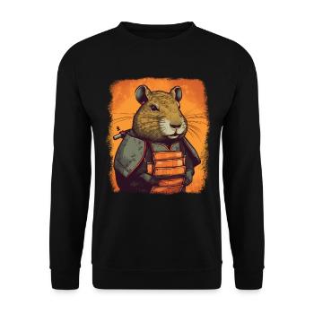 Capybara Samurai Wasserschwein - Unisex Sweatshirt - black - Front - Alina (178cm) & Michal (187cm)