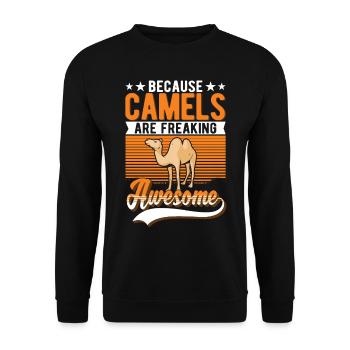 Because Camels are freaking awesome camel - Unisex Sweatshirt - black - Front - Alina (178cm) & Michal (187cm)