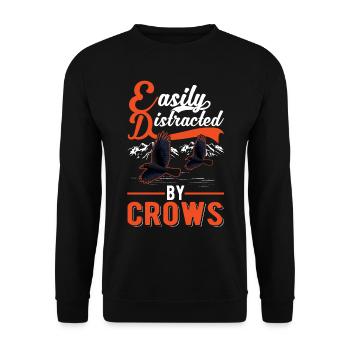 Easily distracted by Crows Krähe Rabe Rabenkrähe - Unisex Pullover - Schwarz - Vorne - Alina (178cm) & Michal (187cm)