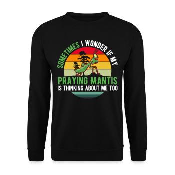 Gottesanbeterin Geschenk Mantis Fangschrecke - Unisex Pullover - Schwarz - Vorne - Alina (178cm) & Michal (187cm)