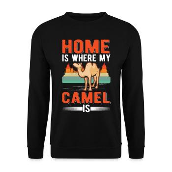 Home is where my camel is Egypt dromedary - Unisex Sweatshirt - black - Front - Alina (178cm) & Michal (187cm)