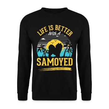 Life is better with a Samoyedne - Unisex Sweatshirt - black - Front - Alina (178cm) & Michal (187cm)