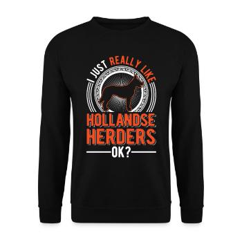 Hollandse Herder Hollandse Herdershond - Unisex Pullover - Schwarz - Vorne - Alina (178cm) & Michal (187cm)