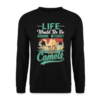 Camel Gift Dromedary Camel Large Camel - Unisex Sweatshirt - black - Front - Alina (178cm) & Michal (187cm)