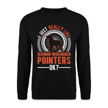 German Wirehaired Gift - Unisex Sweatshirt - black - Front - Alina (178cm) & Michal (187cm)