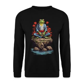 Zen Frog Yoga Asian Spiritual Art - Unisex Sweatshirt - black - Front - Alina (178cm) & Michal (187cm)