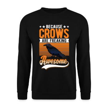 Because Crows are freaking awesome Krähe - Unisex Pullover - Schwarz - Vorne - Alina (178cm) & Michal (187cm)