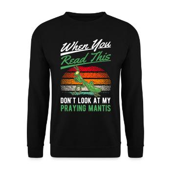 Gottesanbeterin Geschenk Mantis Fangschrecke - Unisex Pullover - Schwarz - Vorne - Alina (178cm) & Michal (187cm)