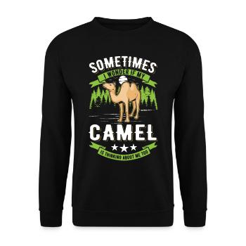 Kamel Geschenk Dromedar Camel Großkamel - Unisex Pullover - Schwarz - Vorne - Alina (178cm) & Michal (187cm)