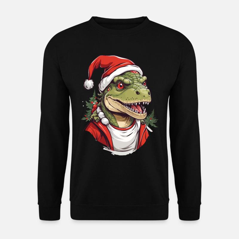 Lustiger Weihnachten Dinosaurier Weihnachtsmann - Unisex Pullover - Schwarz