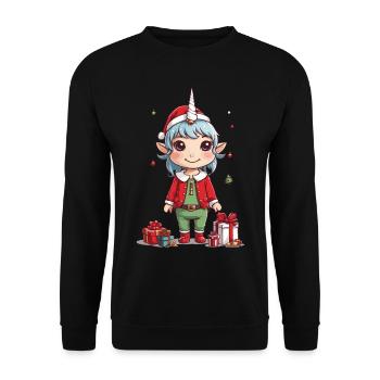 Magical Christmas Unicorn Unicorn for Christmas - Unisex Sweatshirt - black - Front - Alina (178cm) & Michal (187cm)