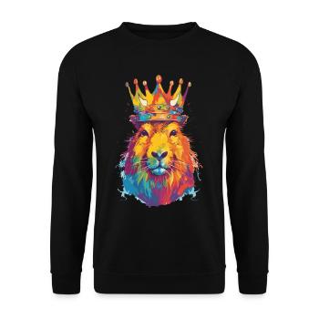 Capybara with capybara crown - Unisex Sweatshirt - black - Front - Alina (178cm) & Michal (187cm)