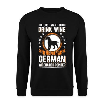 German Wirehaired Wine - Unisex Sweatshirt - black - Front - Alina (178cm) & Michal (187cm)