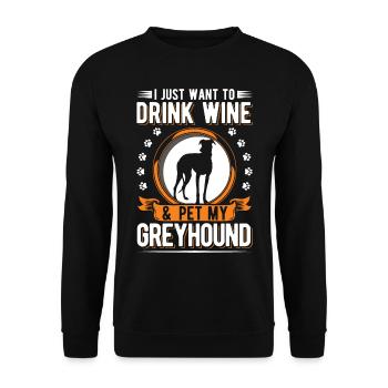 Windhund und Wein Greyhound Galgo - Unisex Pullover - Schwarz - Vorne - Alina (178cm) & Michal (187cm)
