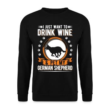 Berger allemand et vin - Sweat-shirt Unisexe - noir - Devant - Alina (178cm) & Michal (187cm)