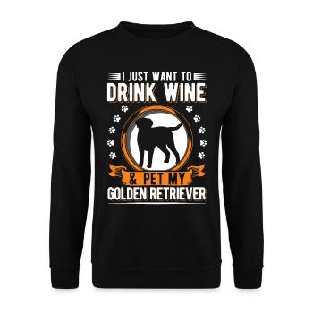 Golden Retriever und Wein - Unisex Pullover - Schwarz - Vorne - Alina (178cm) & Michal (187cm)