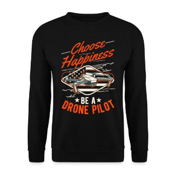 Drohnenpilot Geschenk Drohne Quadrocopter - Unisex Pullover - Schwarz - Vorne - Alina (178cm) & Michal (187cm)