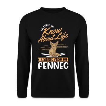 Fennek Geschenk Wüstenfuchs - Unisex Pullover - Schwarz - Vorne - Alina (178cm) & Michal (187cm)
