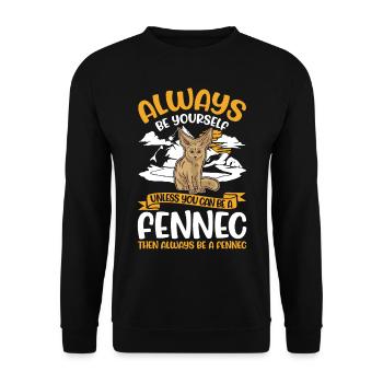 Always be yourses Fennec Wüstenfuchs Fennek - Unisex Pullover - Schwarz - Vorne - Alina (178cm) & Michal (187cm)