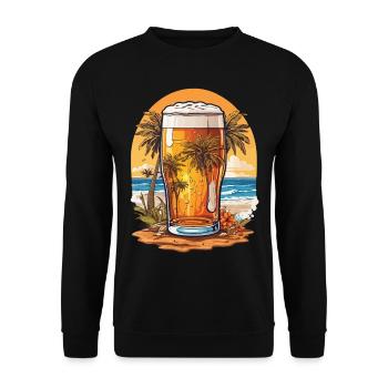 Tropisches Bier Paradies für Bierliebhaber - Unisex Pullover - Schwarz - Vorne - Alina (178cm) & Michal (187cm)