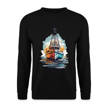 Fishing Boat Aesthetics Fishing and Fishing Boat - Unisex Sweatshirt - black - Front - Alina (178cm) & Michal (187cm)