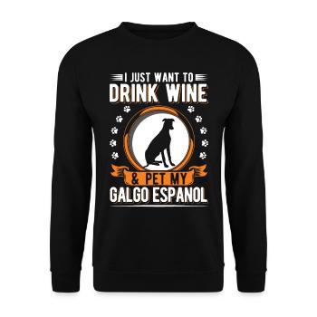 Galgo Español and wine - Unisex Sweatshirt - black - Front - Alina (178cm) & Michal (187cm)