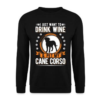 Cane Corso and Wine - Unisex Sweatshirt - black - Front - Alina (178cm) & Michal (187cm)