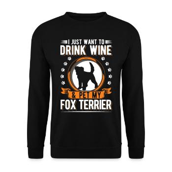 Fox Terrier et vin - Sweat-shirt Unisexe - noir - Devant - Alina (178cm) & Michal (187cm)
