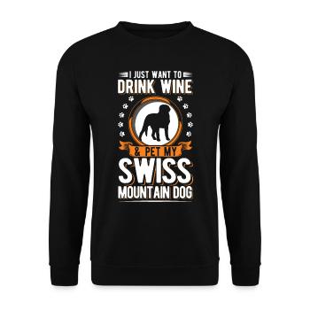 Bouvier suisse et vin - Sweat-shirt Unisexe - noir - Devant - Alina (178cm) & Michal (187cm)