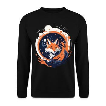 Kitsune Spiritual Elegance Japon Streetwear - Sweat-shirt Unisexe - noir - Devant - Alina (178cm) & Michal (187cm)
